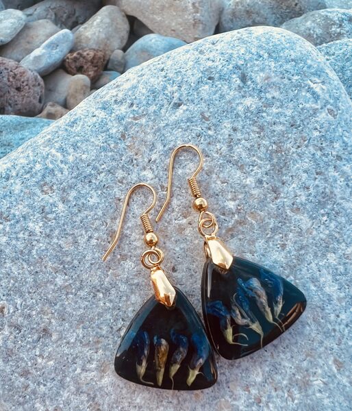 Mazie auskari "Zilie ziedu pumpuriņi"